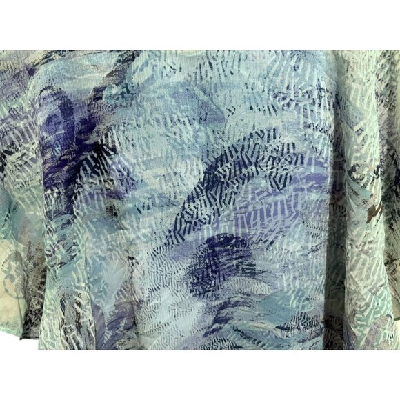 Chico’s Harmony Poncho Blue Multicolor Semi Sheer Abstract Print  S/M + Tank Top - Picture 3 of 6